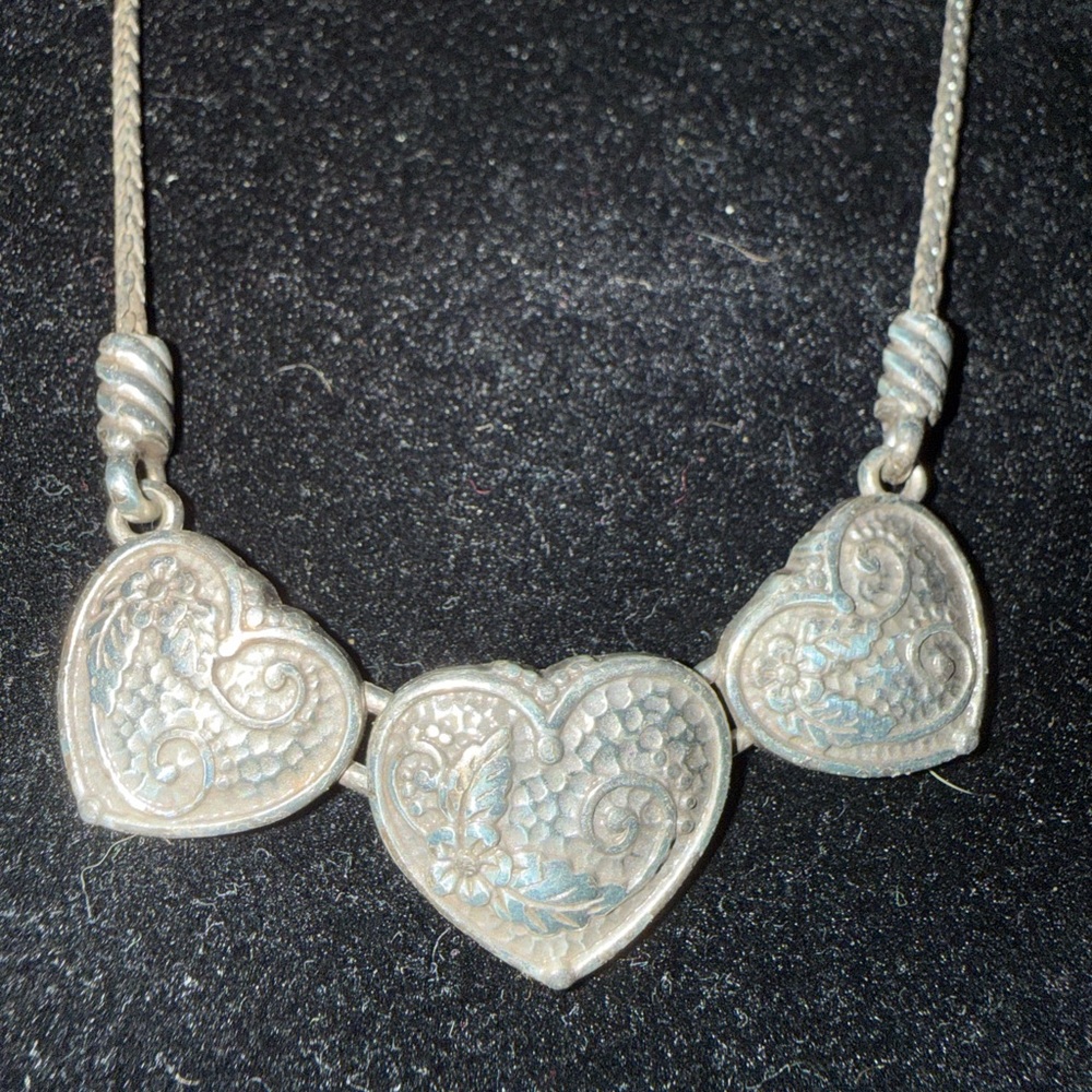 Brighton Three Heart Necklace 16" To 18” Adjustable (Retired) - Picture 2 of 4